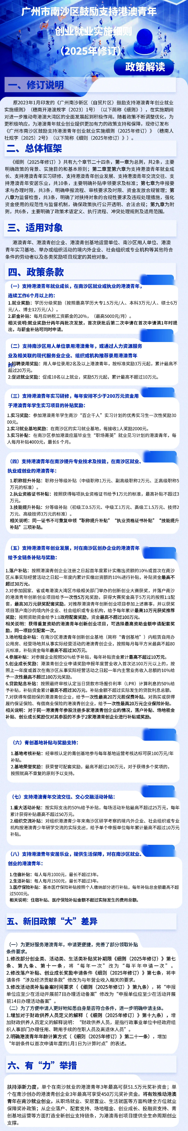 【一圖讀懂】廣州市南沙區鼓勵支持港澳青年創業就業實施細則（2025年修訂）.jpg