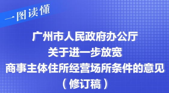 【一圖讀懂】廣州市人民政府辦公廳關(guān)于進(jìn)一步放寬商事主體住所經(jīng)營場所條件的意見（修訂稿）